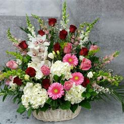 Walter Smith Flowers - Luxury Pink, Red and White Basket