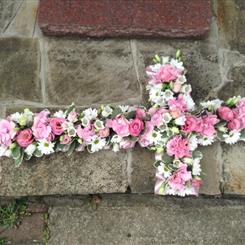Funeral Flowers - Pink Rose Cross