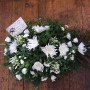 Funeral Flowers - A Green and White Single Ended Spray