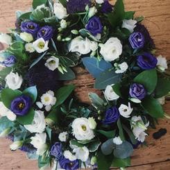 Funeral Flowers - Beautiful Purple and White Wreath