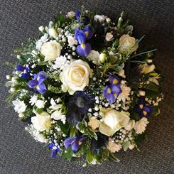 Funeral Flowers - Beautiful White and Blue Posy