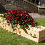 Funeral Flowers - Casket Spray of Red Roses