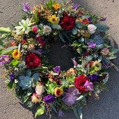 Funeral Flowers - Gentle Colourful Wreath
