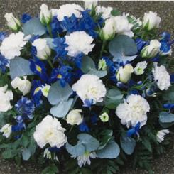 Funeral Flowers - Gentle White and Blue Posy