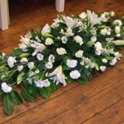 Funeral Flowers - Green and White Casket Spray