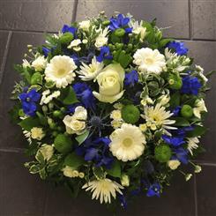 Funeral Flowers - Green, White and Blue Posy