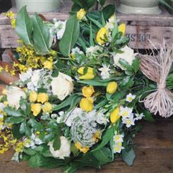 Funeral Flowers - White and Yellow Sheaf
