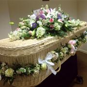 Funeral Flowers - Casket Spray for wicker coffin