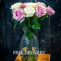 WS Letterbox Flowers - The 12 Pink and White Roses