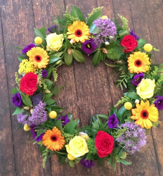 Funeral Flowers - Rainbow wreath ring